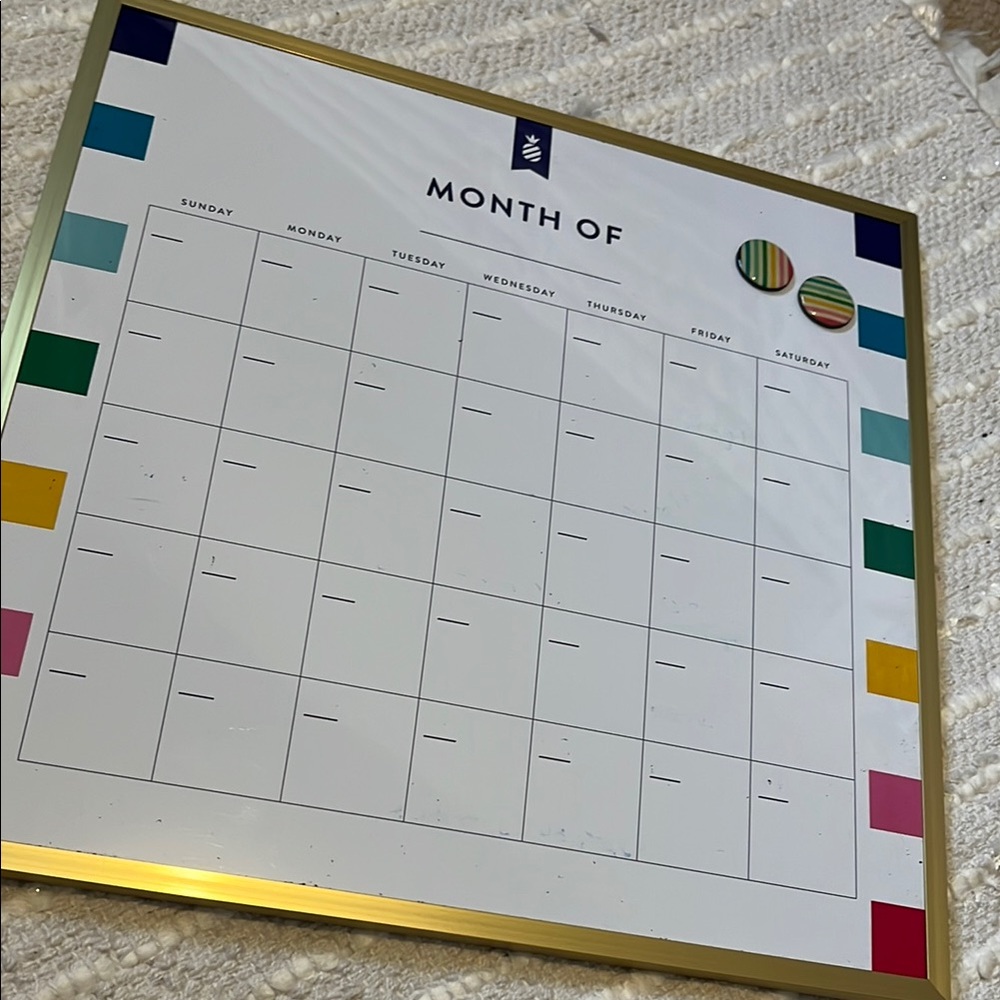 Colorful Wall Calendar with Gold Frame